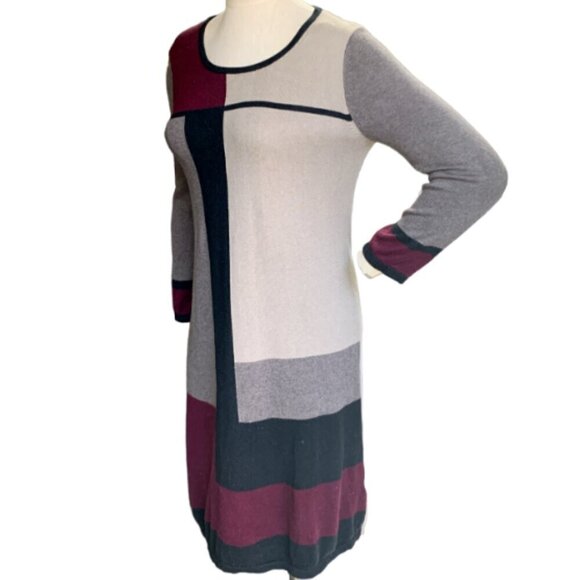 Spense Knit Sweater Dress Cotton Blend Modern Colorblock Sz M #73C - Picture 3 of 8